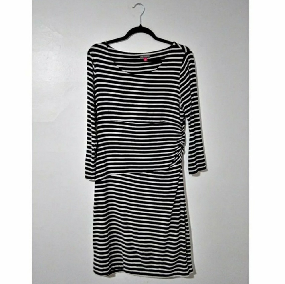 Black & White Striped Midi Dress